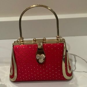 Vintage style satin crystal evening bag.